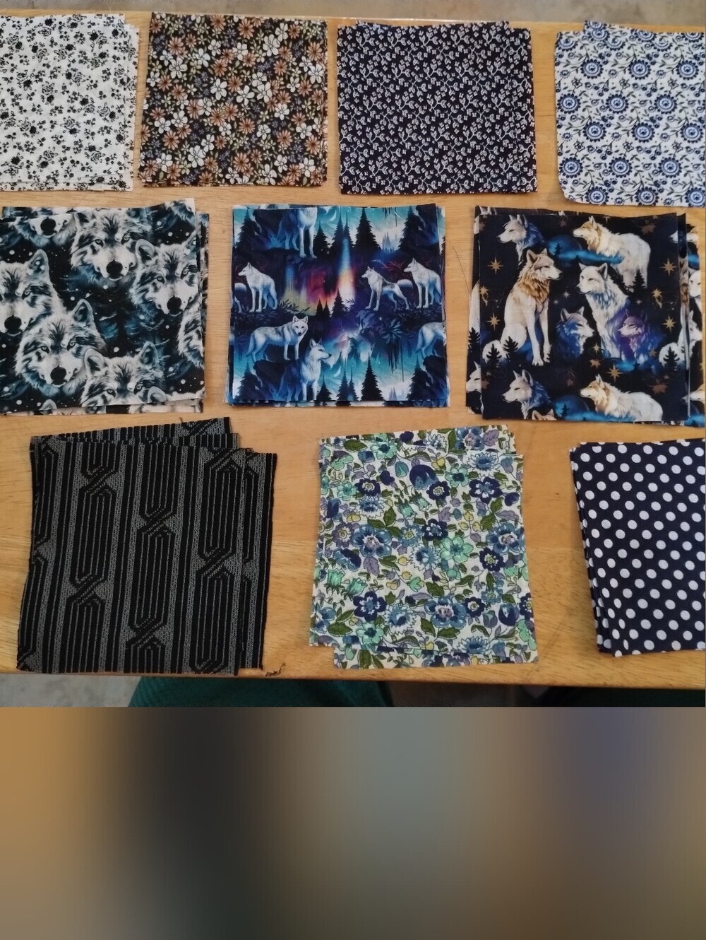 50 Pc Wolf Fabric Squares Lot 4x4 Quilt Squares Craft Sewing Scrap Fabric Bundle